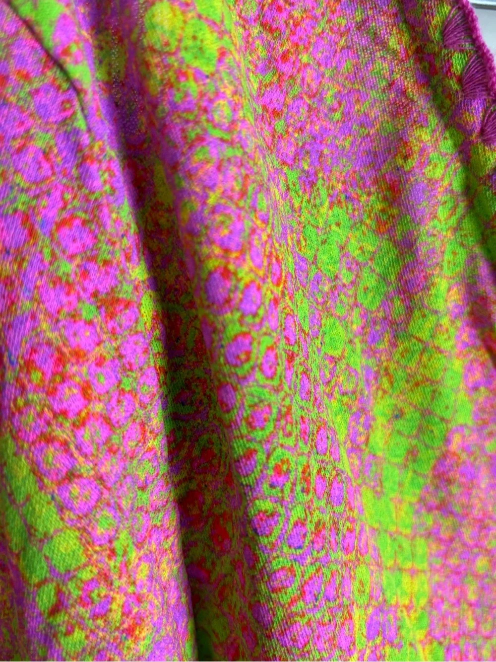 Luli Fama Pink & Lime Born to Be Wild Tie-Front Two-Piece Cover-Up Set Small